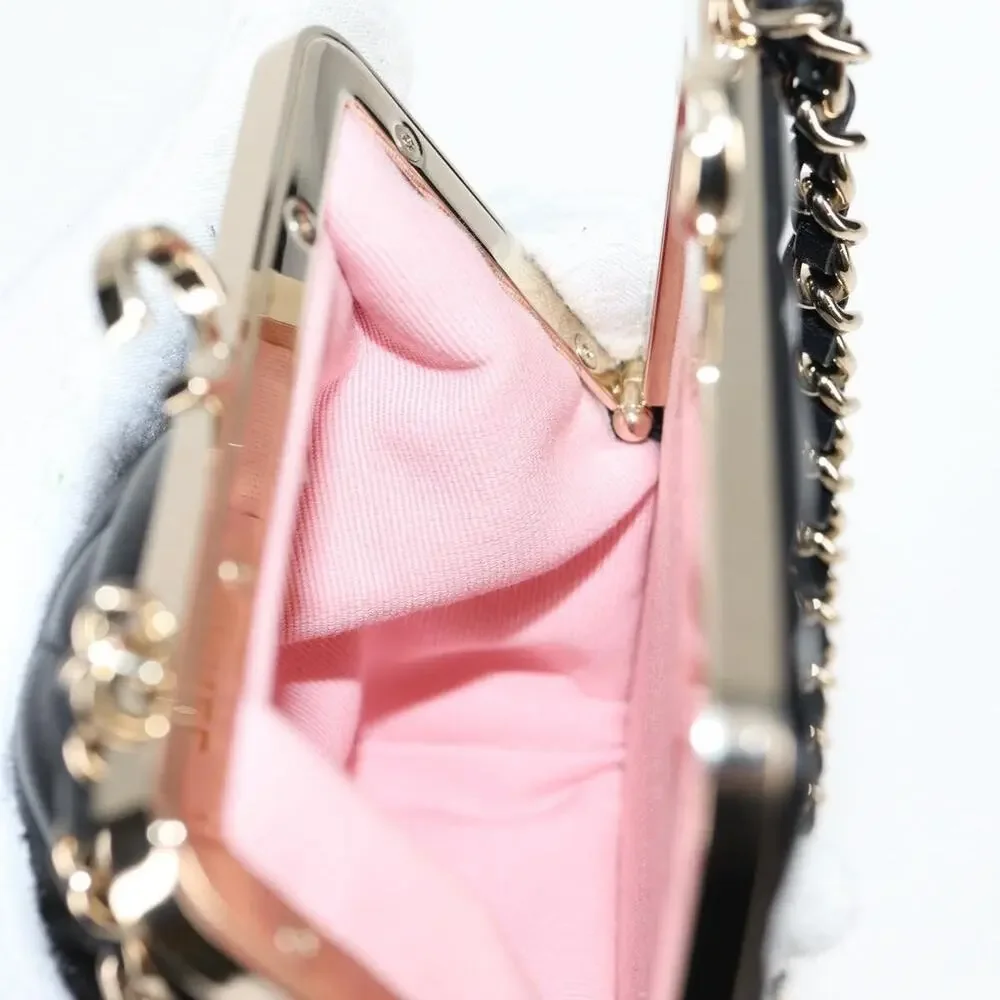 Chanel Matelasse Lambskin Chain Pouch Crossbody Bag Black